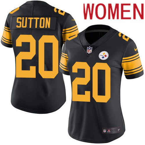 Women Pittsburgh Steelers #20 Cameron Sutton Nike Black Vapor Limited Rush NFL Jersey